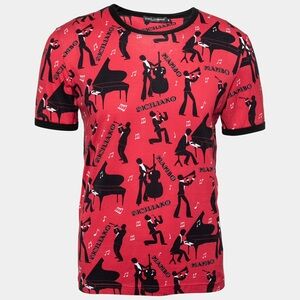 Dolce & Gabbana Red Musical Graphic T-Shirt Size 44 XS